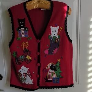 Scottie Christmas Knit Vest. Size L.